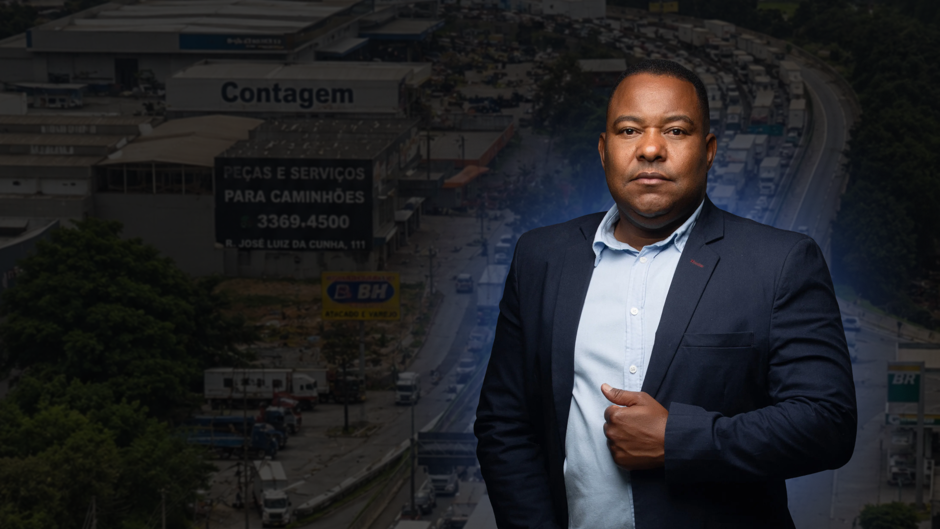 Rodovia Fernão Dias BR-381 de fundo com Teovaldo José (versão desktop)